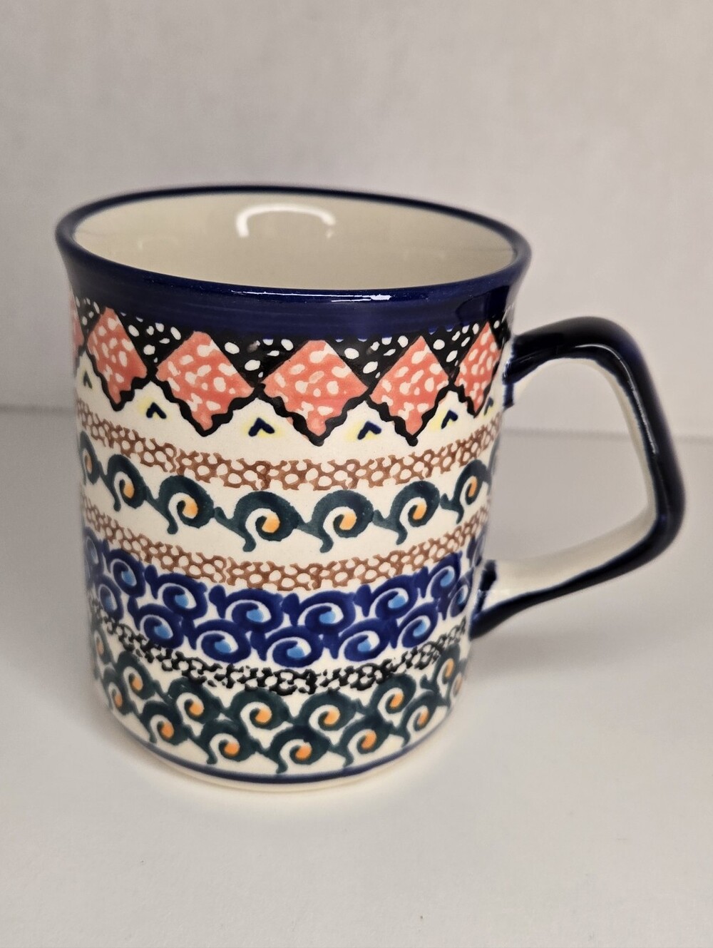 Unikat Hand-Painted Polish Pottery Mug, Signed By Artist: Z. Maroszek